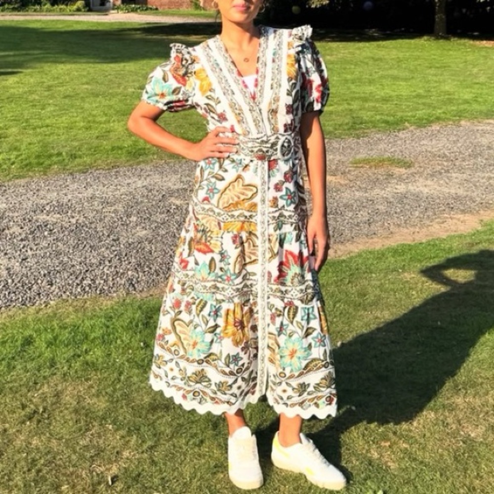 FARM Rio Off White Botanicals Belted Midi Dress - Picture 2 of 12